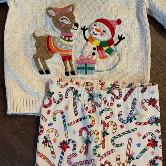 Gymboree Christmas Reindeer & Snowman Appliqué Sweater & Legging Set (18-24m) - Picture 7 of 7